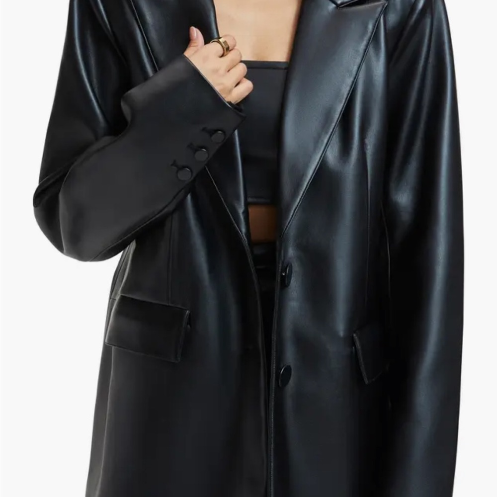 Good American Faux Leather Blazer